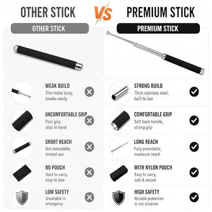 Stainless Steel Foldable Pointer Compact Magical Stick, Extendable with Comfortable Grip & Hiking, Extendable with Non-Slip Grip (Pack of 1)