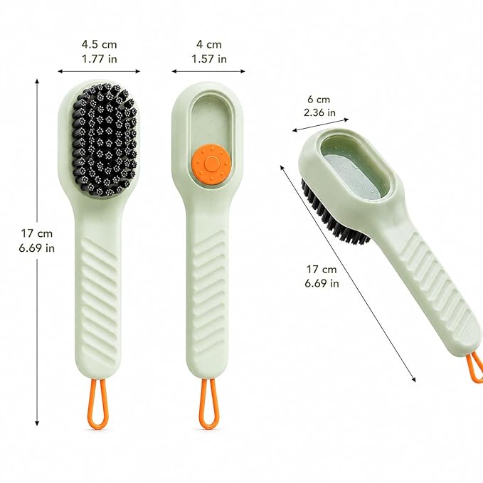 Multifunctional Liquid Shoe Brush with Soap Dispenser - Pack of 1 | Press Type Cleaning Box Long Handle Washer for Sneakers, Sports Shoes, Leather & Household