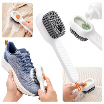 Multifunctional Liquid Shoe Brush with Soap Dispenser - Pack of 1 | Press Type Cleaning Box Long Handle Washer for Sneakers, Sports Shoes, Leather & Household