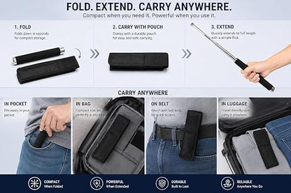 Stainless Steel Foldable Pointer Compact Magical Stick, Extendable with Comfortable Grip & Hiking, Extendable with Non-Slip Grip (Pack of 1)