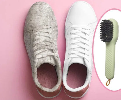 Multifunctional Liquid Shoe Brush with Soap Dispenser - Pack of 1 | Press Type Cleaning Box Long Handle Washer for Sneakers, Sports Shoes, Leather & Household
